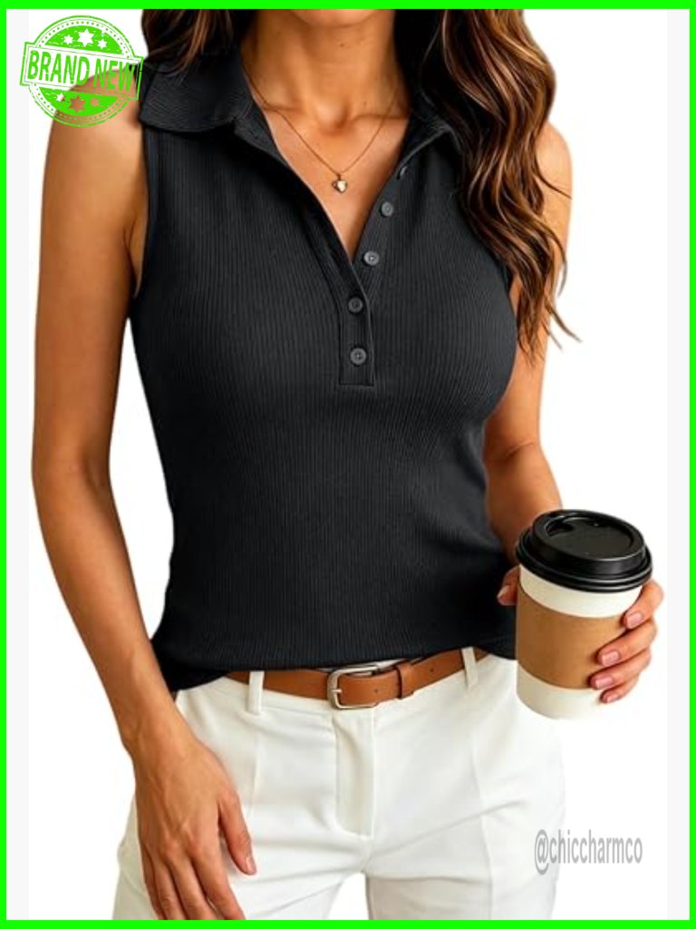 Sleeveless Ribbed Tank Top V-Neck Slim Fit Casual Summer Tee For Women Daily